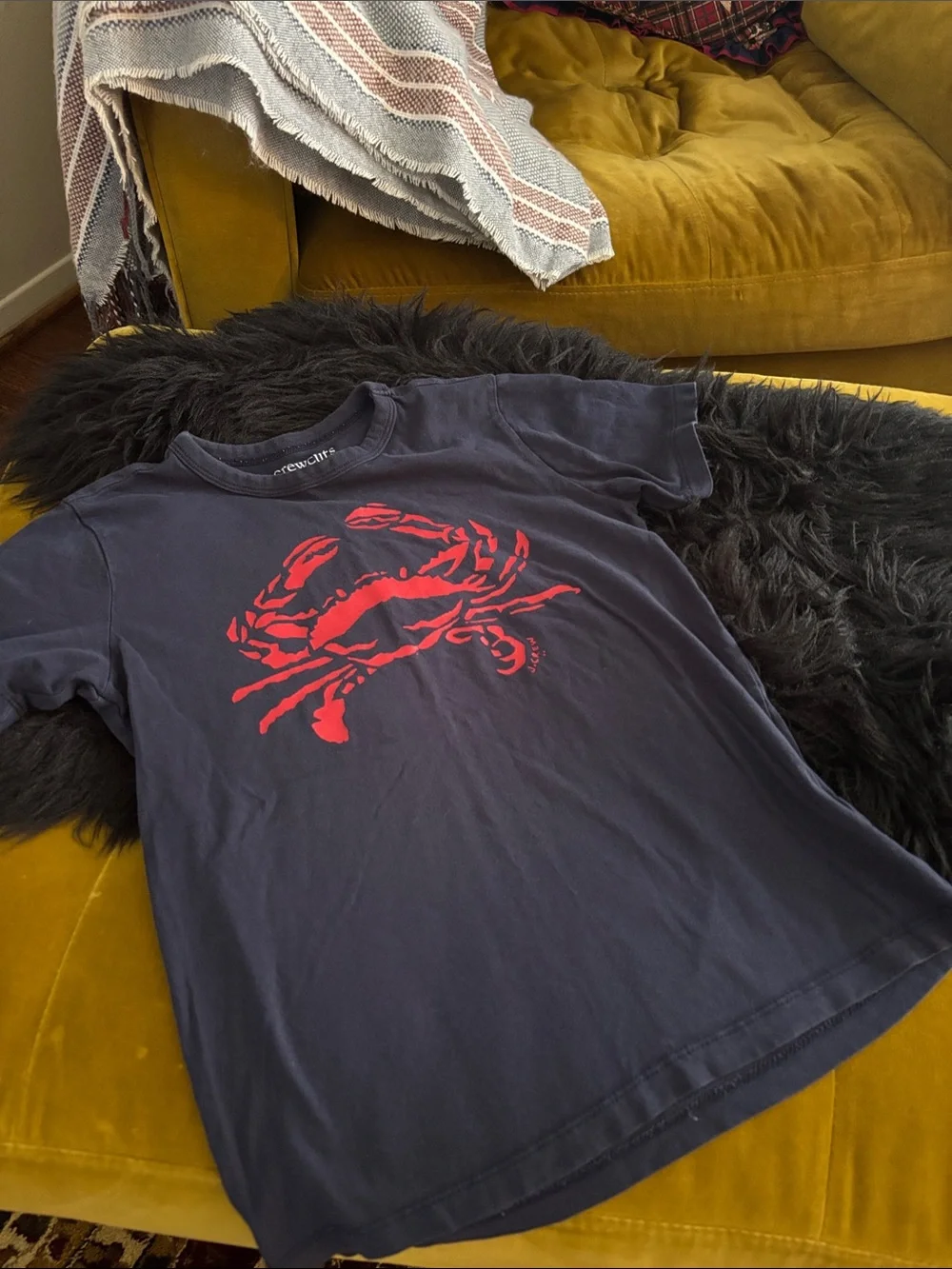 Boys Navy Blue Crewcuts Crab T-shirt M 8 9